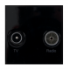 Black Diplexed TV & FM Socket Euro Module Insert
